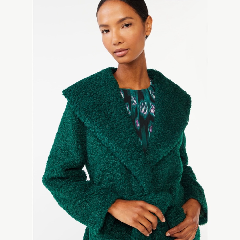 🆕 SUPER PLUSH Teddy Jacket with Shawl Collar & Belt (Last one in Green sz XL!)